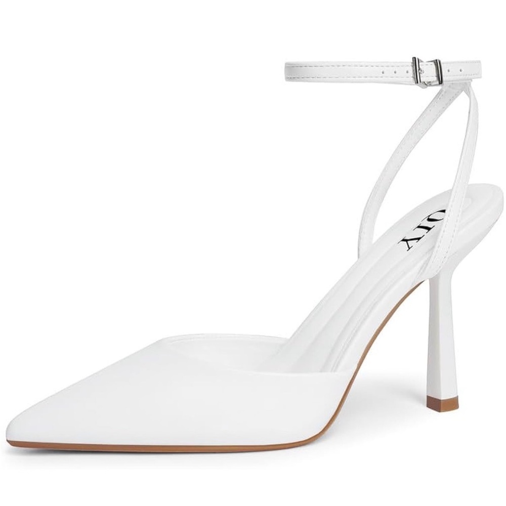 White Strappy Pointed Heels